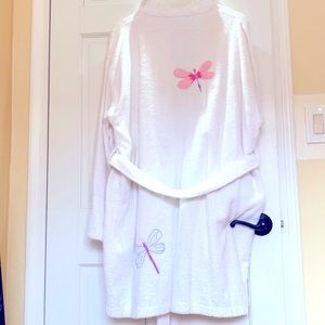 Bathrobe featuring Dragonfly Embroidery, M/L - 100% Turkish Cotton